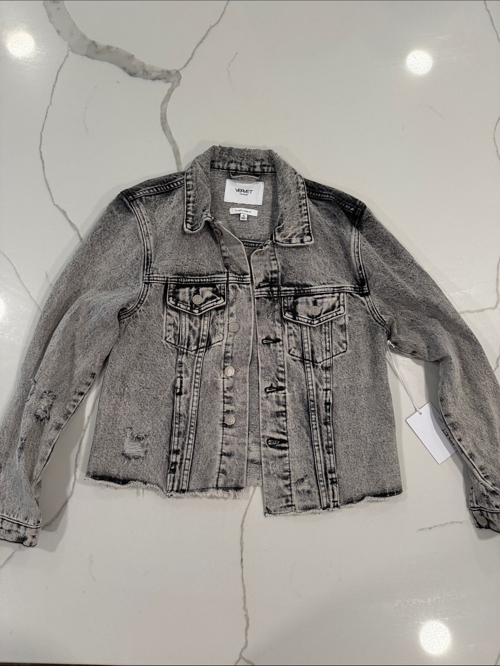 Washed Black Denim Jacket - Womens